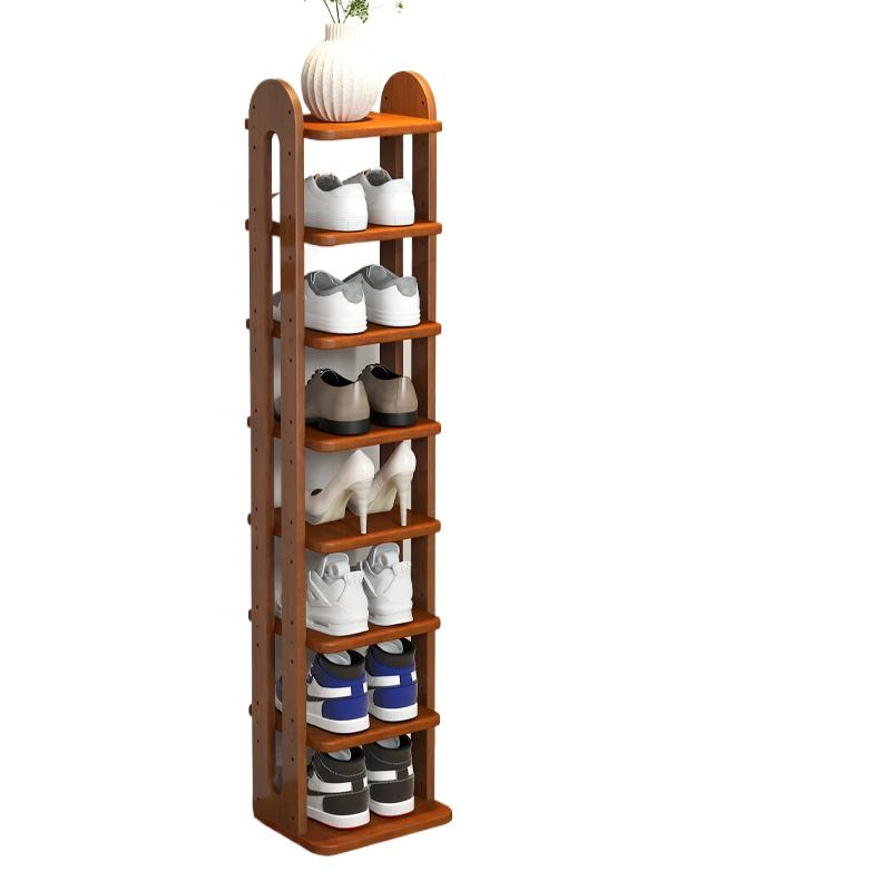 Adjustable Solid Wood Shoe Rack - Slim Entryway Organizer for Small Spaces Multi-Tier Storage Shelf for Dorms/Apartments &Closet