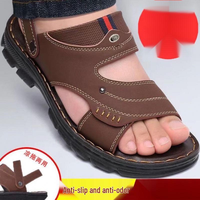 Vattentåliga Halkfria Mellanlånga Tofflor för Herrar - Slitstarka Casual Sandaler (Stil 12522)
