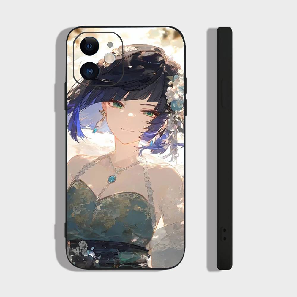 Yelan Anime Game Genshin Impact Phone Case For IPhone 17 Air 16 15 14 13 Pro Max 11 12 Black Silicone Cover