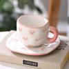 Ceramic Heart Cup and Saucer Set – Stylish Coffee Gift for Couples
