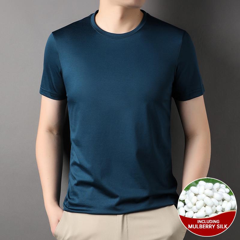 

Top Grade 1.7% Mulberry Silk New Brand Tops Round Neck t Shirts For Men 2026 Summer Short Sleeve Casual Fashion Mens Clothing XXXL