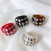 New Fashion Resin Acrylic Geometric Adjustable Ring for Women Punk Silver Color Rivet Big Thick Rings Gothic Jewelry