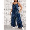New Cross-border Women's Tie-dye Wide Leg Jumpsuit, Casual Sleeveless Ruffled One-piece Outfit