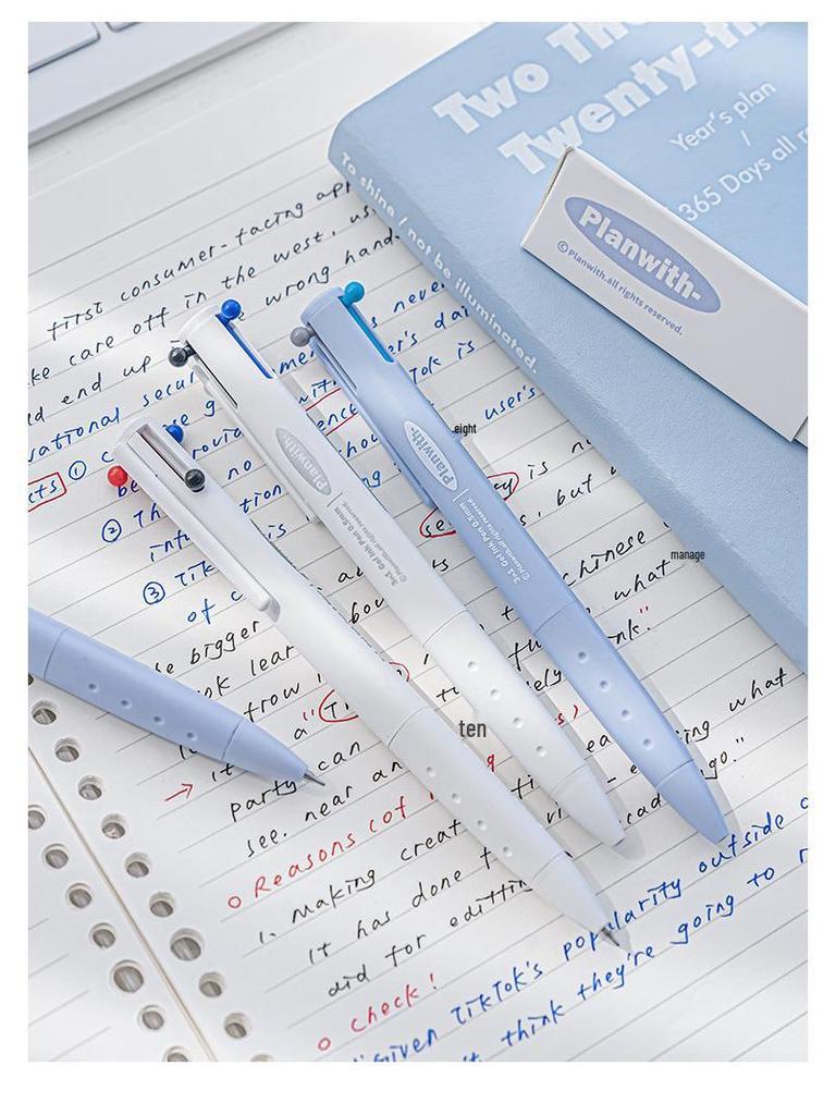 Planen mit Tricolor Druckknopf 0,5mm Stift: Schnelltrocknendes, hochwertiges, mehrfarbiges schwarzes Schreibwarenwerkzeug