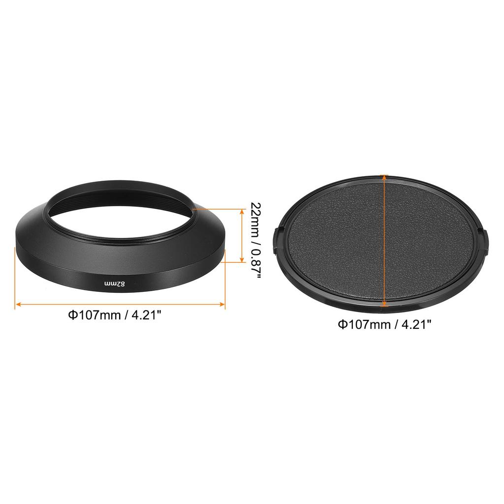 PATIKIL 82mm Lens Hood Wide Angle Internal Hood with Cap and Cleaning Cloth for Camera Lens Black Anti-Reflective