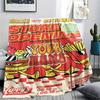 1PC Burger Run Menu Custom Name Patterned Flannel Blanket Suitable For All Seasons For Home Decor Warmth And Comfort Gifts Holiday Present