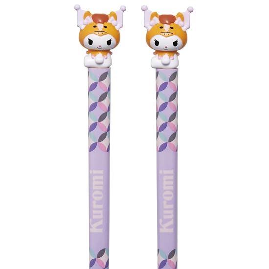 Skater Mascot Chopsticks and Chopstick Rest Set, Wooden Chopsticks 21cm, Sanrio Kuromi, Go, AND45AH-