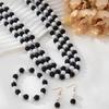 Exquisite Design Highlight Black and White Imitation Pearl Design Earrings Bracelet Necklace Set