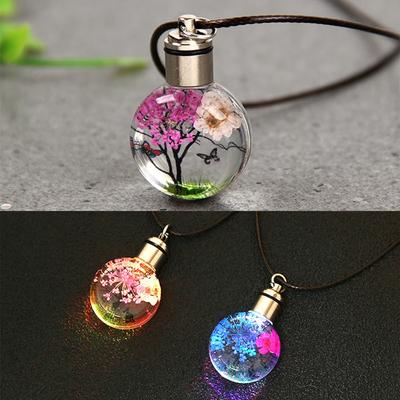 Luminous Dried Flower Butterfly Glass Ball Car Pendant Car Craft Decoration Pendant Car Interior Decor Car Accessories