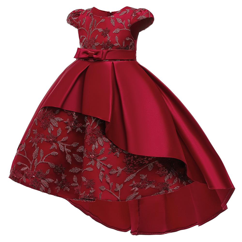 Embroidered Princess Short-Sleeved Tail Dress for Kids