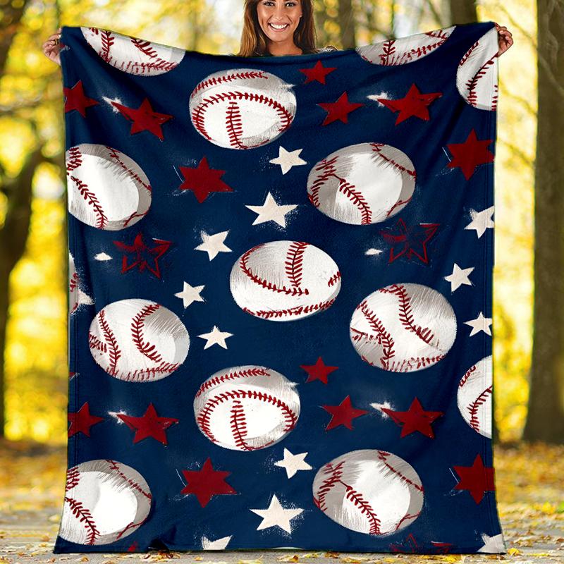 Baseball Theme Printed Blanket - Perfect for Couch, Bed, Travel & Outdoor Use | Machine Washable, Cozy & Durable.