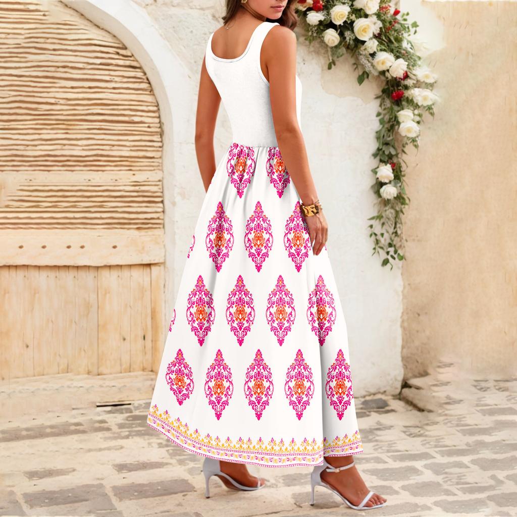 Fließende Kleider für Damen, Sommerkleider für Damen, lässige lange Kleider, süße lange Kleider mit Blumenmuster