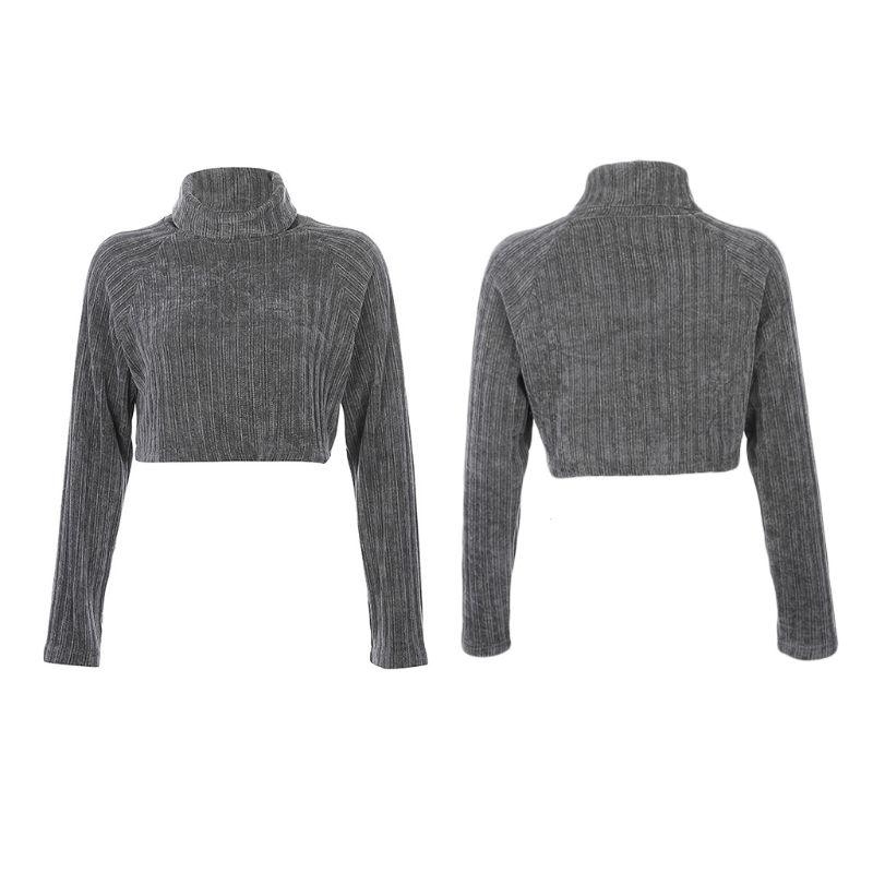 Buy Women Long Sleeve Velvet Cropped 