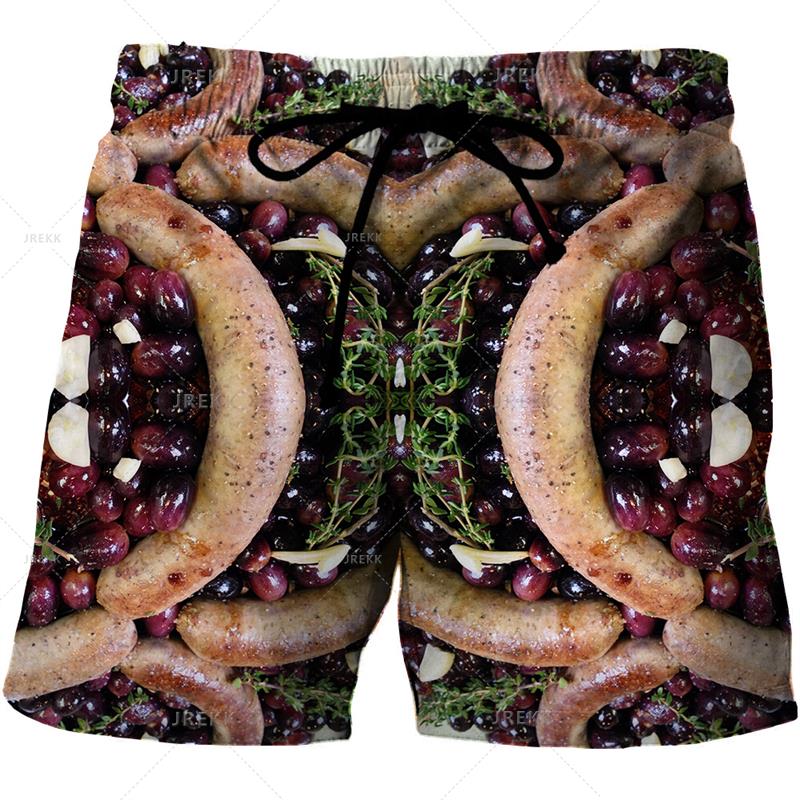 Summer 3D Food Graphic Print Shorts Fashionable Casual Beach Men's Shorts