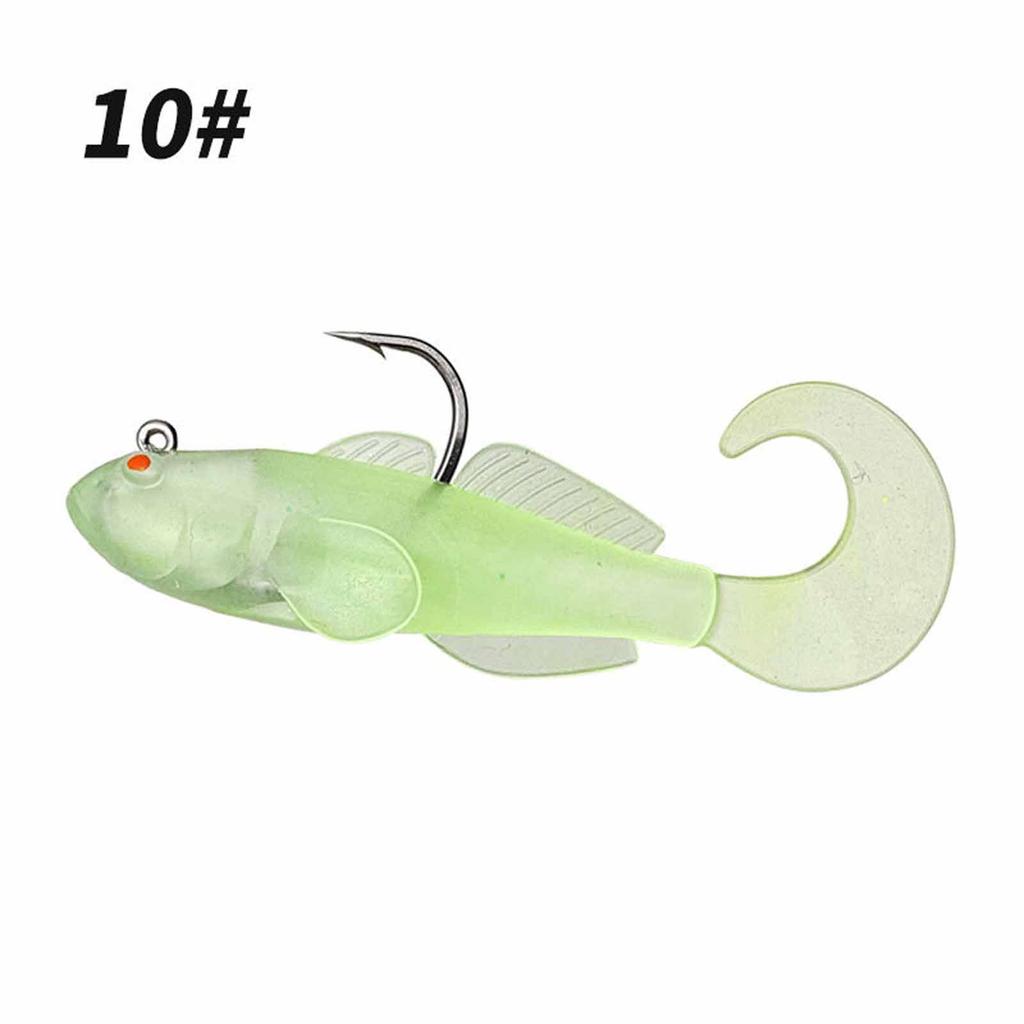 Barbless Single Hook Soft Fishing , Fish Tail Imitation for Bass & Fishing
