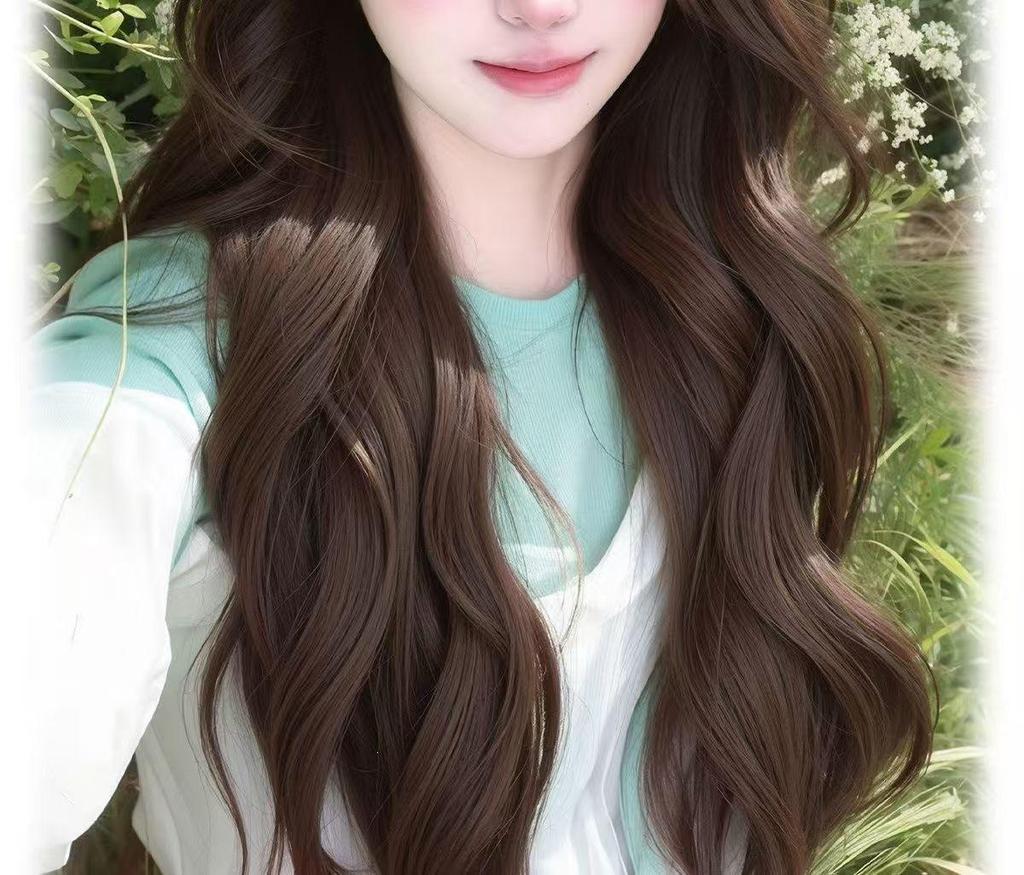 Women's Full Head Cover Wig with Long Curly Hair, Fluffy Big Waves, Natural-Looking Simulation Hair