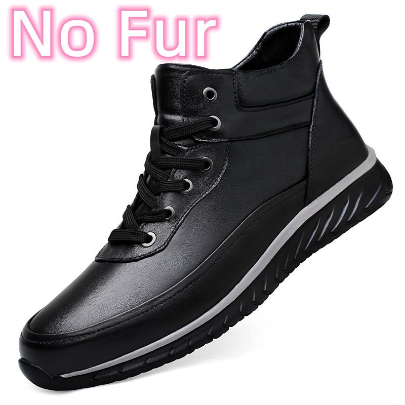 Fashion Mens Fashion Sneakers Genuine Leather Male Basic Boots Handmade Men's Low Top Casual Shoes Lace-Up Men Winter Plush Snow Boots