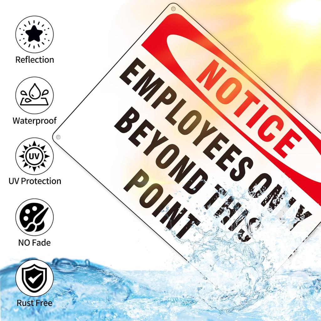 (2 Pack) Employees Only Beyond This Point Signs, Aluminum Staff Only Sign, Employees Only No Unauthorized Entry - Weatherproof Metal Signs with