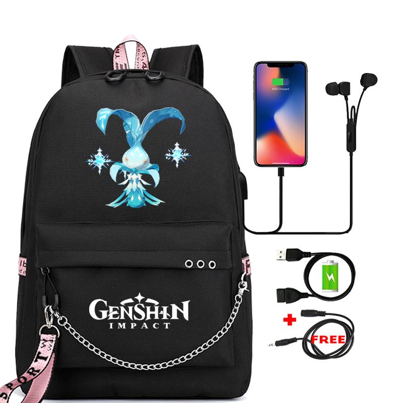 Anime Game Travel Backpack Printed Canvas Backpack Students Women Large Capacity Bookbag Usb Charging for Boy Girl School Bag Kids Gifts
