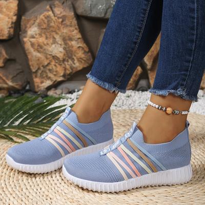 2025 Women's Summer New Fly-woven Shoes Rainbow Shoe Casual Single Shoes Light Casual One-pedal Sports Shoes