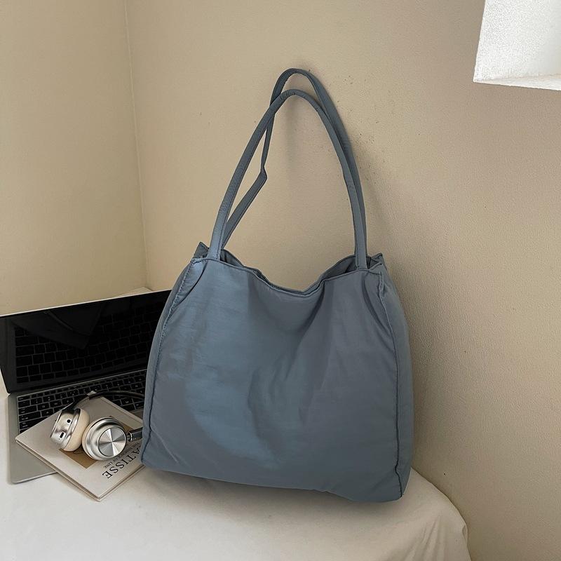 2025 autumn new solid color women's shoulder bag simple literary style canvas handbag large capacity shopping bag