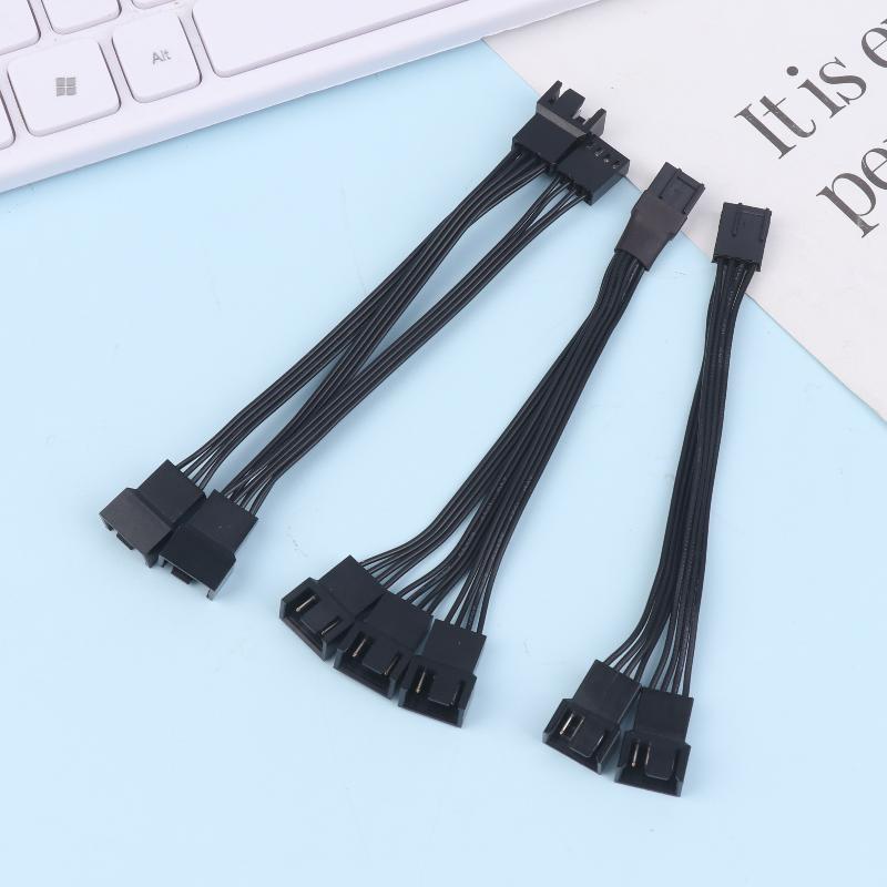 4Pin Pwm Fan Cable 1 To 2/3 Ways Splitter Black Sleeved Extension Cable Connector Pwm Extension Cables
