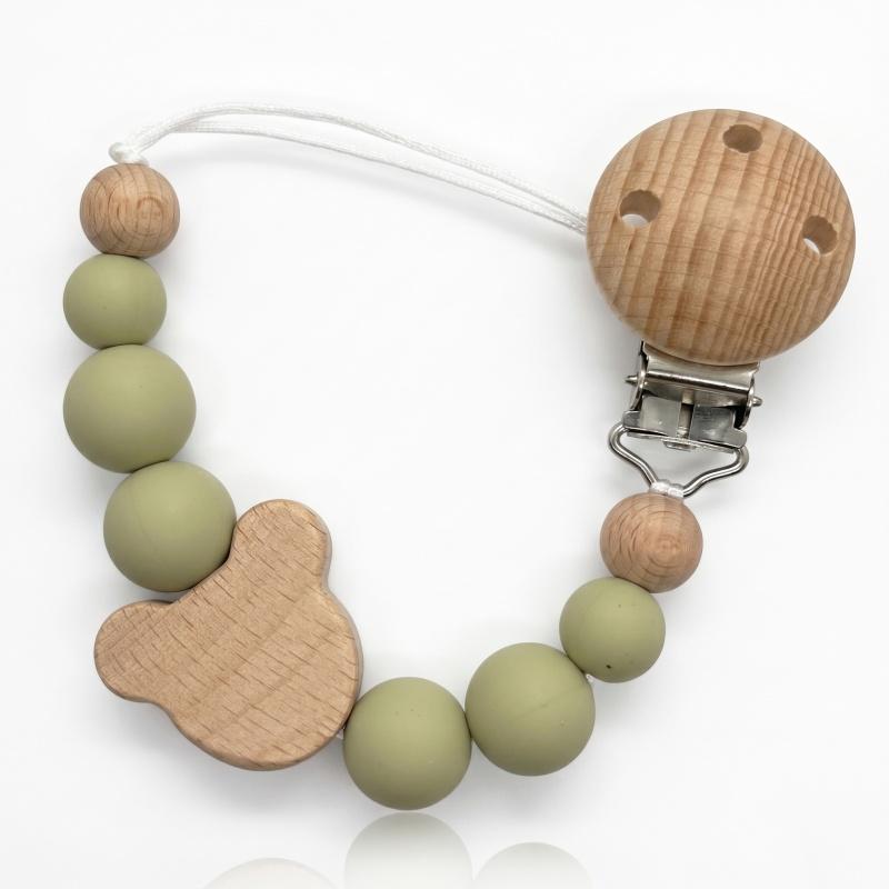 Personalized Wooden Pacifier Clip BPA Free Silicone Beads Dummy Chain Baby Teether Holder Custom Name Soother Gift