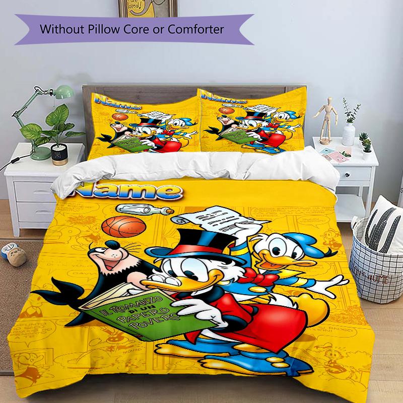 Custom Name Donald Duck Book Cover Print 3Pcs Bedding Set Duvet Cover With 2 Bedro Pillowcase Home Birthday Gift