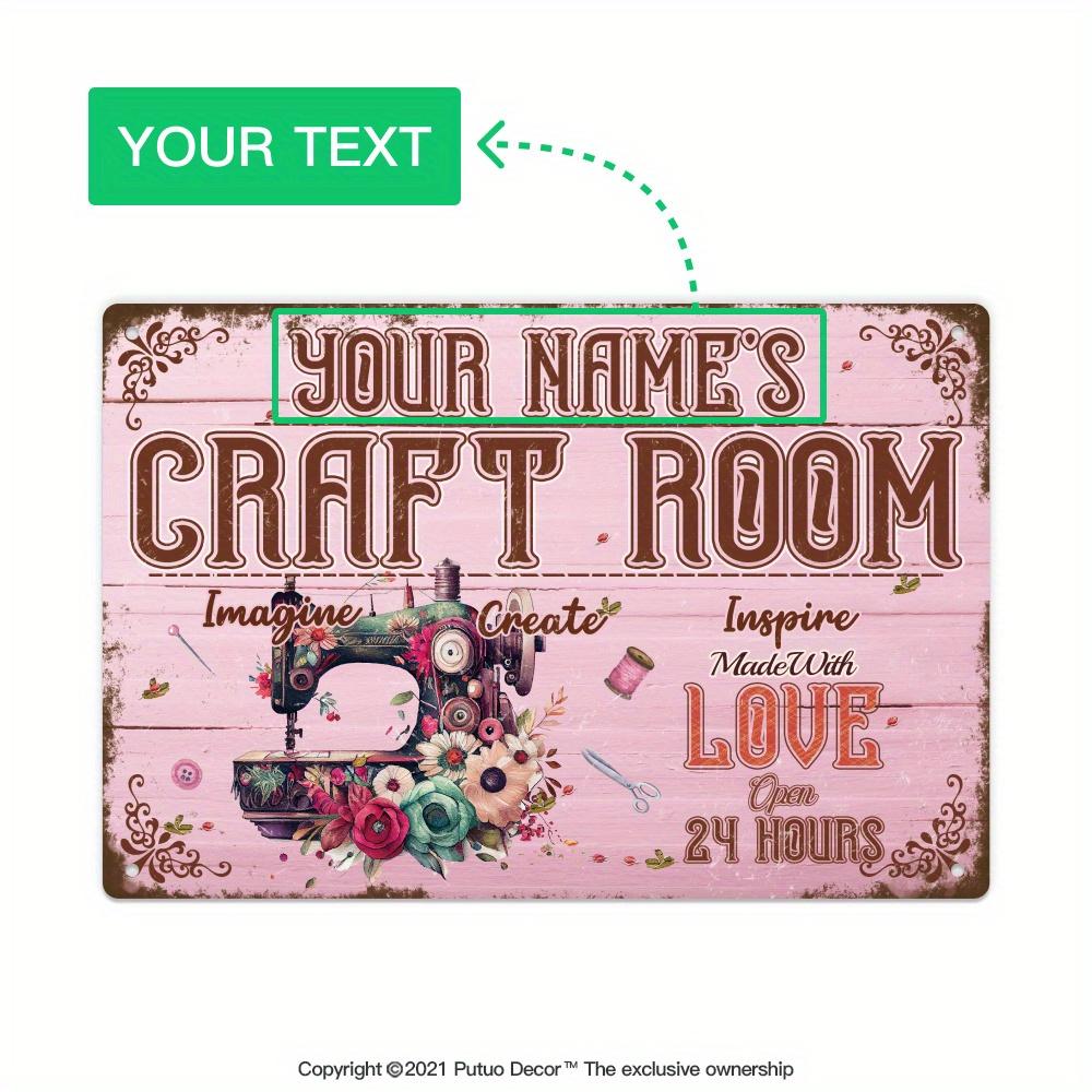 

pc Personalized Metal Tin Sign for Craft Room Custom Name Vintage Sewing Needlework Decor Rustic Wall Art with Imagine 20x30cm（7.8x11.8inch）