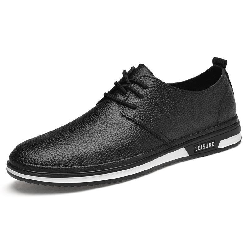 Bean Bean Men's Real Leather Lace-up Shoes 2024: New Breathable Summer Casual Flats