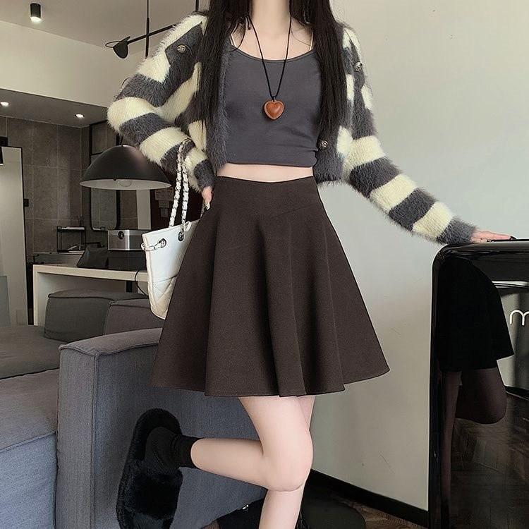 Private Dress Wool Blend Short Skirt With High Waist For Fall Winter Fashion