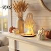 Halloween Candle Holder Wooden Holder, Silhouette Ghost/Bat/Scarecrow/Bat Table Centerpiece Tealight for Home Fireplace Decor Solid Wood Stand