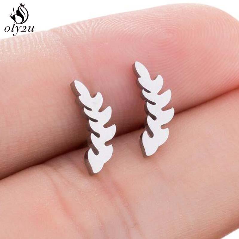 Bohemia Plant Stainless Steel Earrings Women Apple Cherry Leaf Mushroom Flower Stud Earring Piercing Jewelry