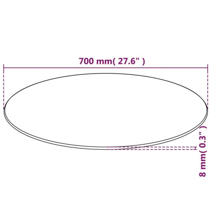 VidaXL Dessus de table ronde en verre trempé 700 mm