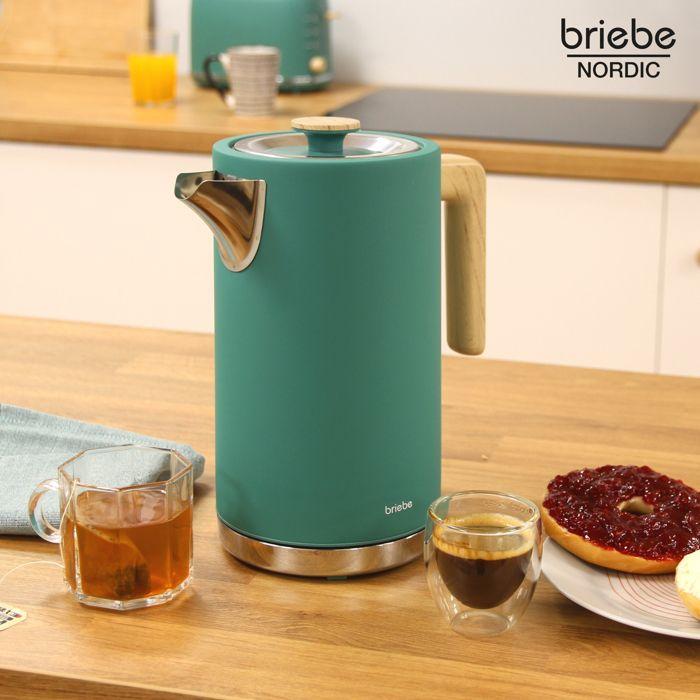 Nordic Bouilloire Électrique 1,7L Sans Fil, Ébullition Rapide Sans BPA, Base 360 Briebe KT1165GRE 2200W Vert 03950