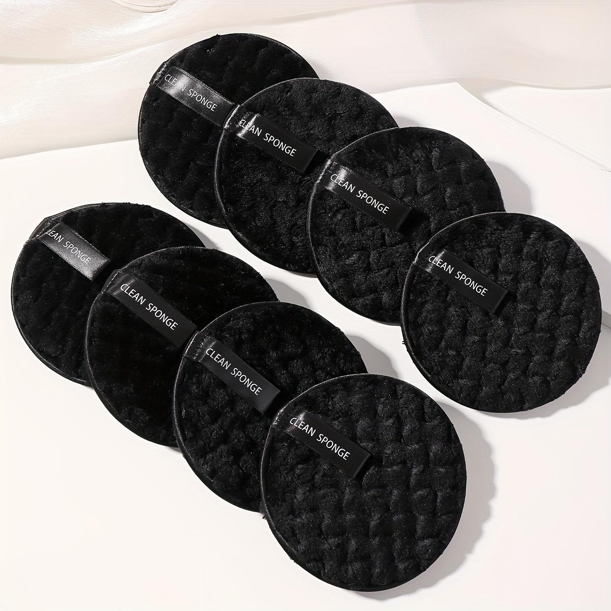 

8 шт. Засіб для зняття макіяжу з обличчя Ватні диски Круглі Багаторазові м’які очищувальні смужки Двостороння очищаюча губка для видалення макіяжу Губка для вмивання чорний