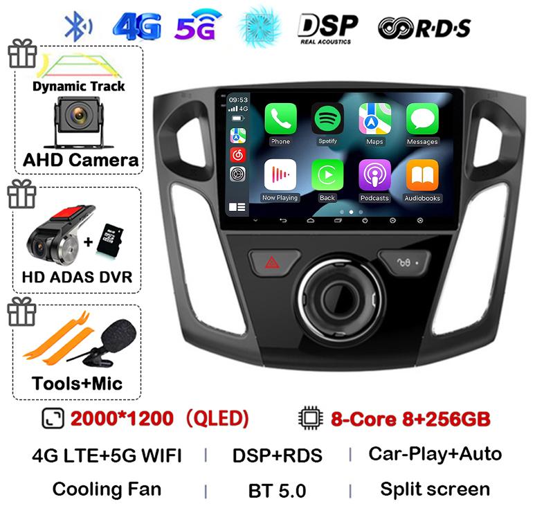 Android 14 Carplay Auto 2 Din DVD Car Radio For Ford Focus 3 Mk 3 Salon 2012-2017 Multimedia Video Player Navigation GPS Stereo