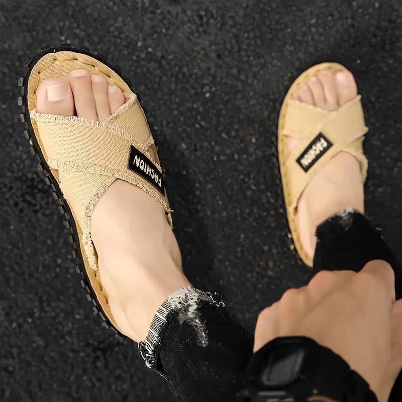 Fashion Slides Eva Canvas Flat Male Slipper Men's Shoe Beach Y2k Clappers 2025 Summer Sale Fun Cheap Shoes Liquidation Casual Original