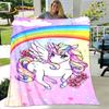 Cartoon Cute Unicorn Blanket,Flannel Blanket Throw Blanket,Children's Warm Blanket for Living Room Bedroom Beds Sofa Travel Gift