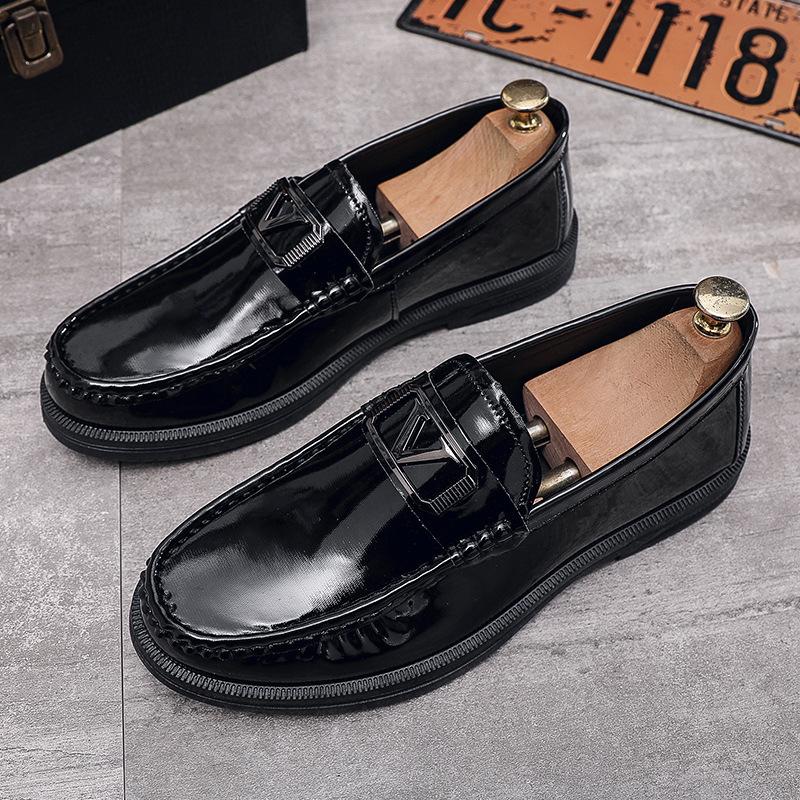 

Кожаная обувь мужская весенняя дышащая на одной педали британский тренд бизнес-кэжуал лофер ленивая обувь бини обувь для доски мужская 39