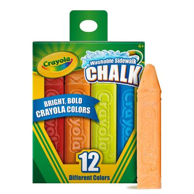 Craie Crayola Jumbo pour l'Extérieur 12 Couleurs Authentiques Lavables à l'Eau, 512012,