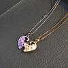 Women Girlfriend Cat Magnetic Stacking Pendant Necklace 2 In 1