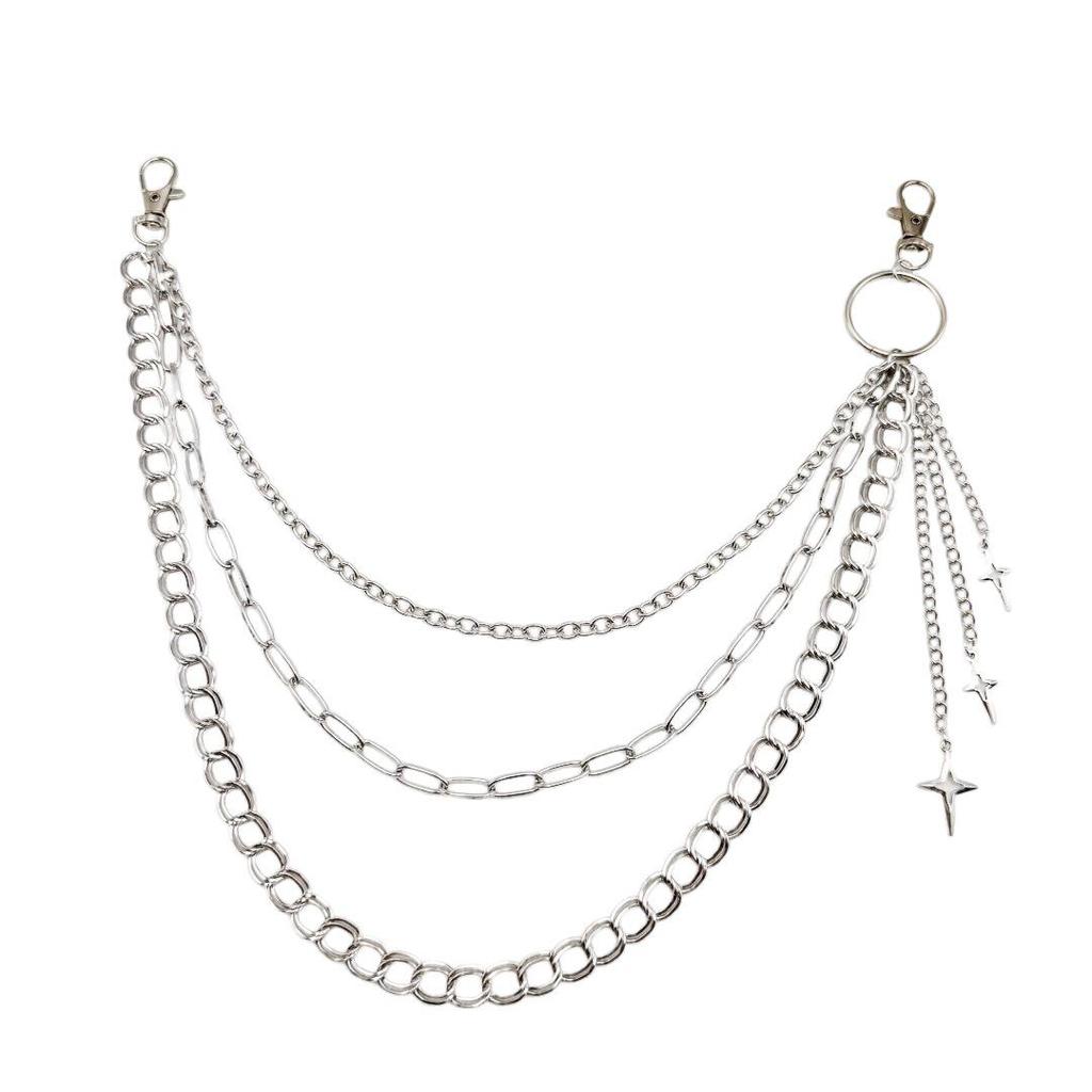 New European-American Punk Star Waist Chain: Women's Multi-Layer Hollow Metal Chain Jewelry