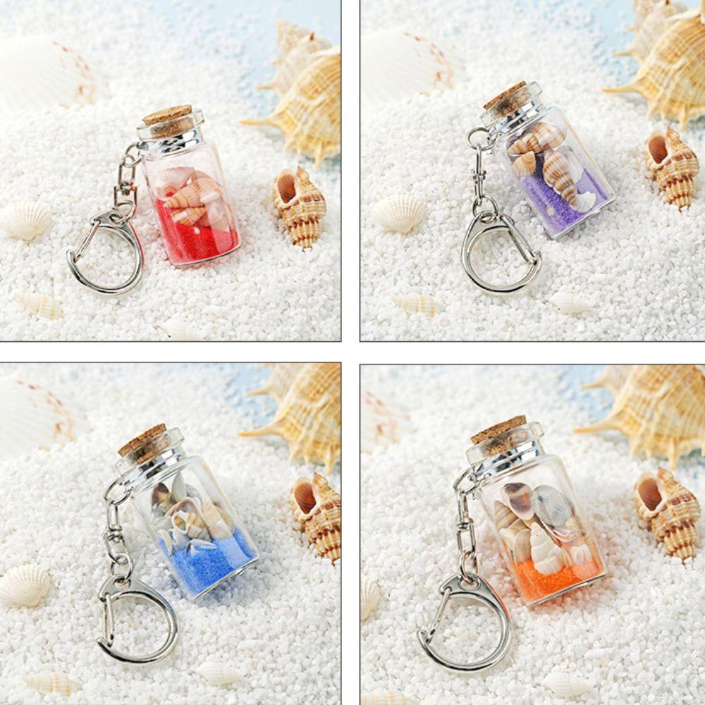 Sea Sand Drifting Bottle Keychain Conch Beach Style Keychain  DIY Handmade Jewelry