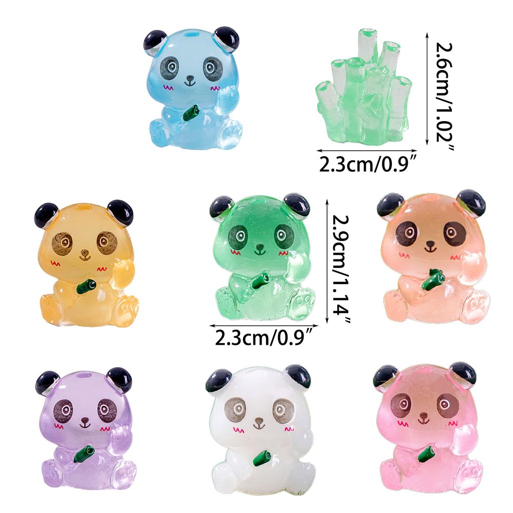 10pc Mini Luminous Cute Panda Figurine Glowing In the Dark Seated Panda Ornament for Home Garden Micro Landscape Decor