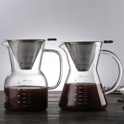 Heat Resistant Glass Kettle with Stainless Steel Filter – Transparent Coffee Dripper Pot for Pour Over Brewing, Barista Coffee Maker