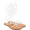 Shoetopia Stylish Ankle Wrap White Flat Sandals For Women & Girls /Uk6