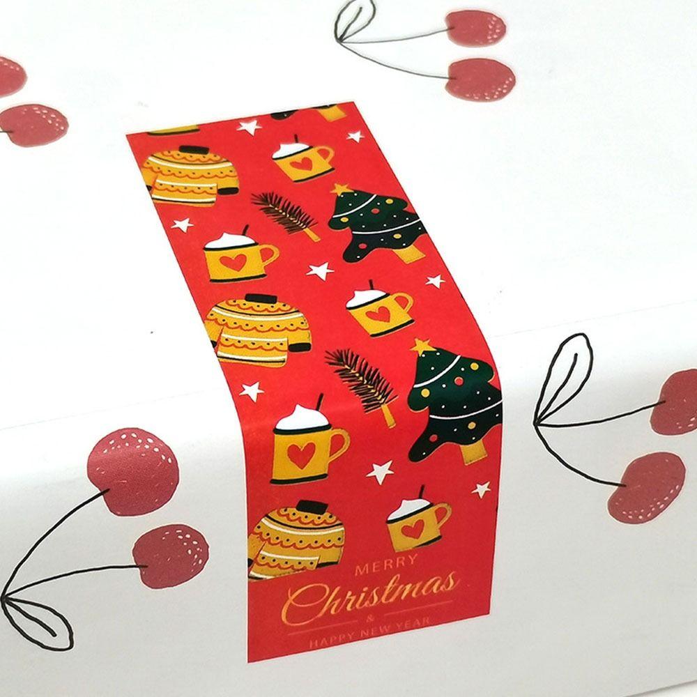 Year Gift Box Wrapping Merry Christmas Stickers Greeting Tags Sealing Labels Santa Claus Snowman