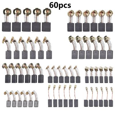 60Pcs 10 Sizes Electric Motor Carbon Brushes Replacement Electric Hammer Drill Graphite Brush For Angle Grinders Power Tool