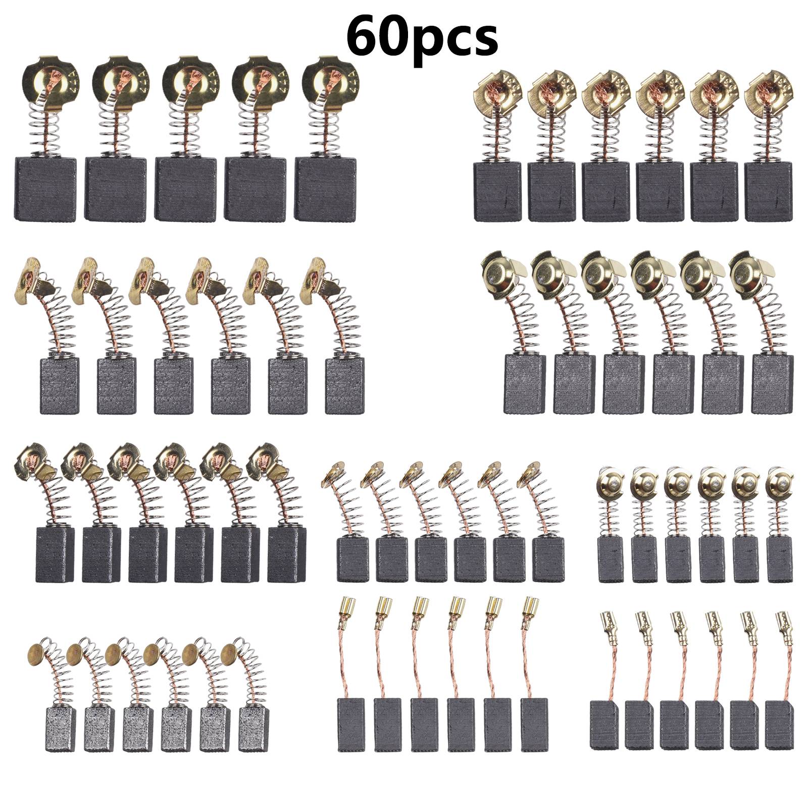 

60Pcs Electric Motor Carbon Brushes Electric Hammer Drill Replacement Graphites Brush For Angle Grinders Power Tool 10 Sizes China Mainland